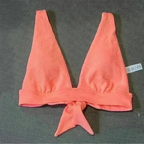 Aerie Bikini Triangle Top Small Orange Texture Lined Padded Adjustable Strap NWT - Picture 1 of 5